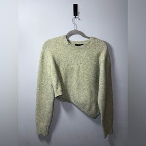 Diagonal Womens Green Line asymmetrical Knit Top Wool llama Blend Sz M EUC